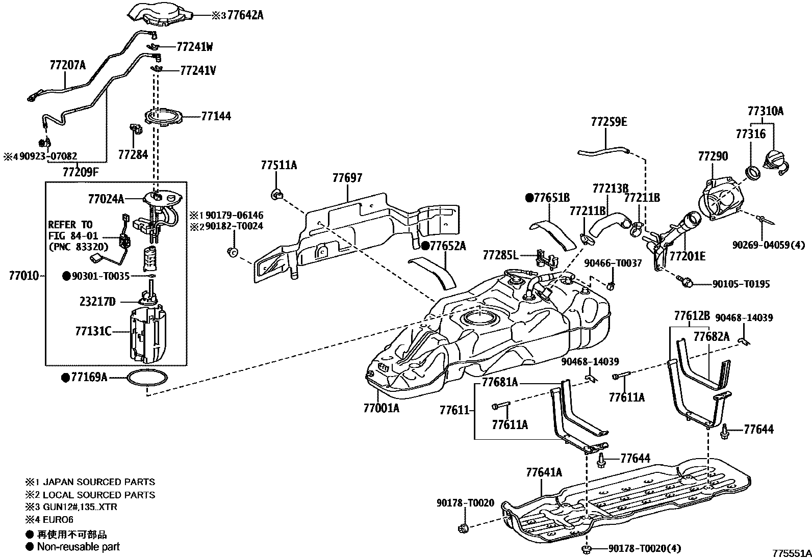 Toyota HILUX 燃油箱和燃油管 EPC diagram — 775551A