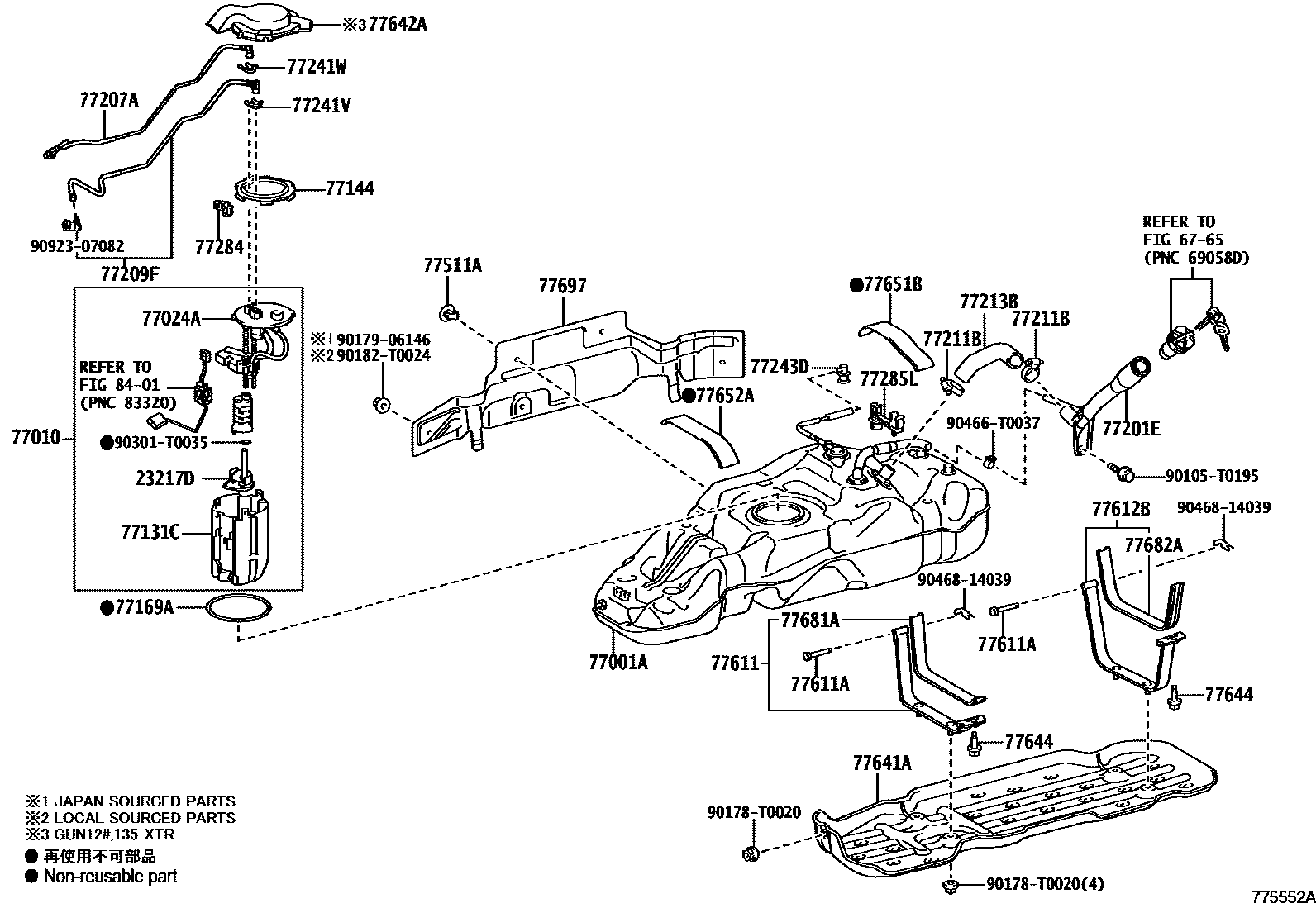 Toyota HILUX 燃油箱和燃油管 EPC diagram — 775552A