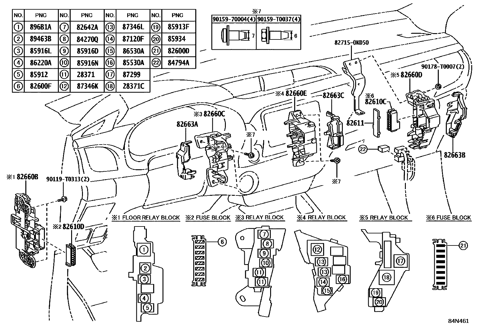 Toyota HILUX 开关和继电器和ECU EPC diagram — 84N461
