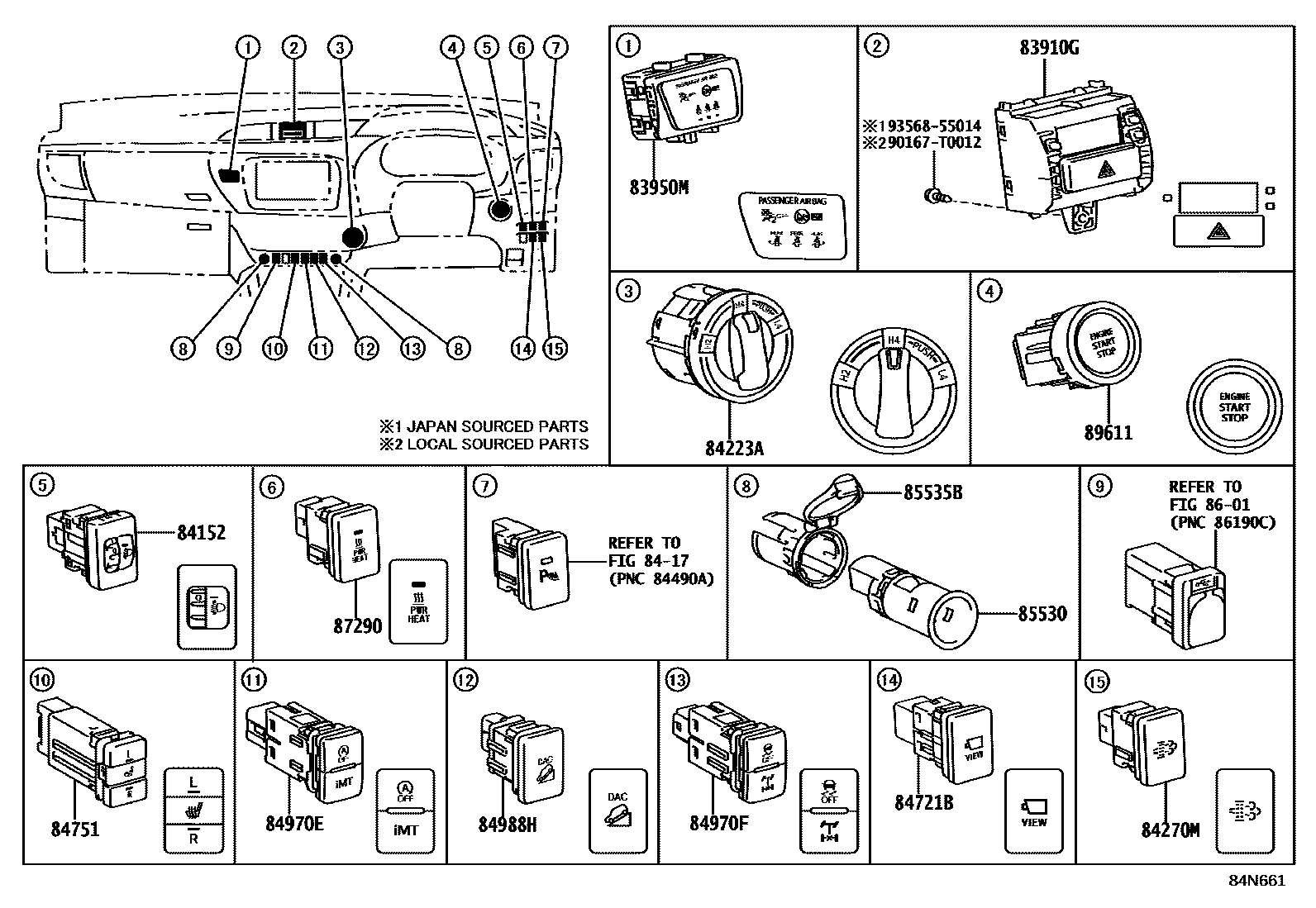 Toyota HILUX 开关和继电器和ECU EPC diagram — 84N661