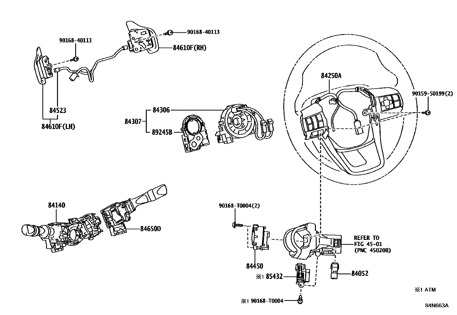 Toyota HILUX 开关和继电器和ECU EPC diagram — 84N663A