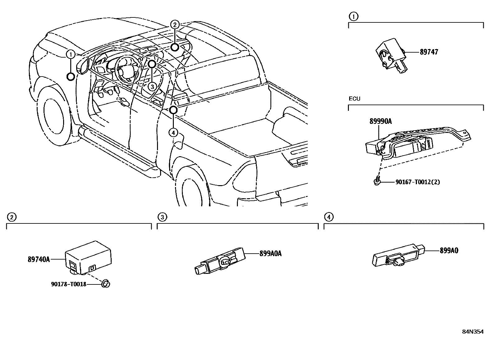 Toyota HILUX 遥控门锁 EPC diagram — 84N354