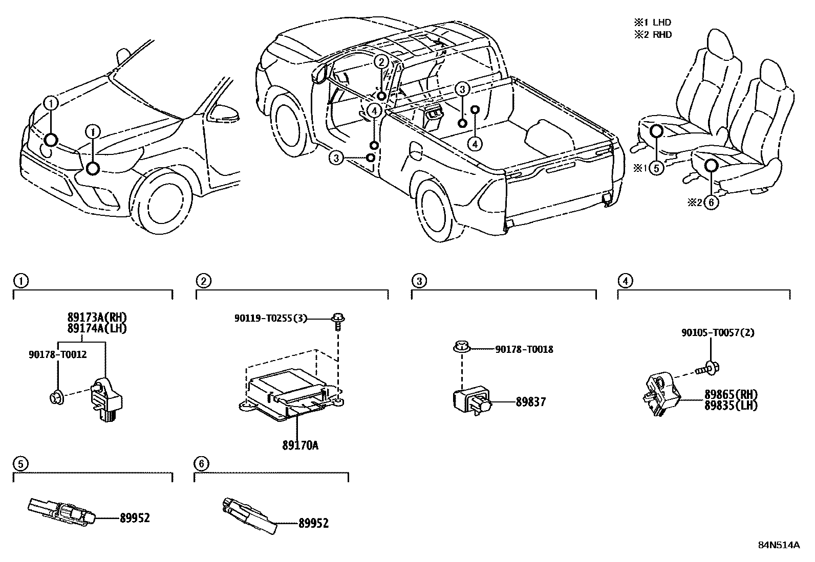 Toyota HILUX 空气囊 EPC diagram — 84N514A