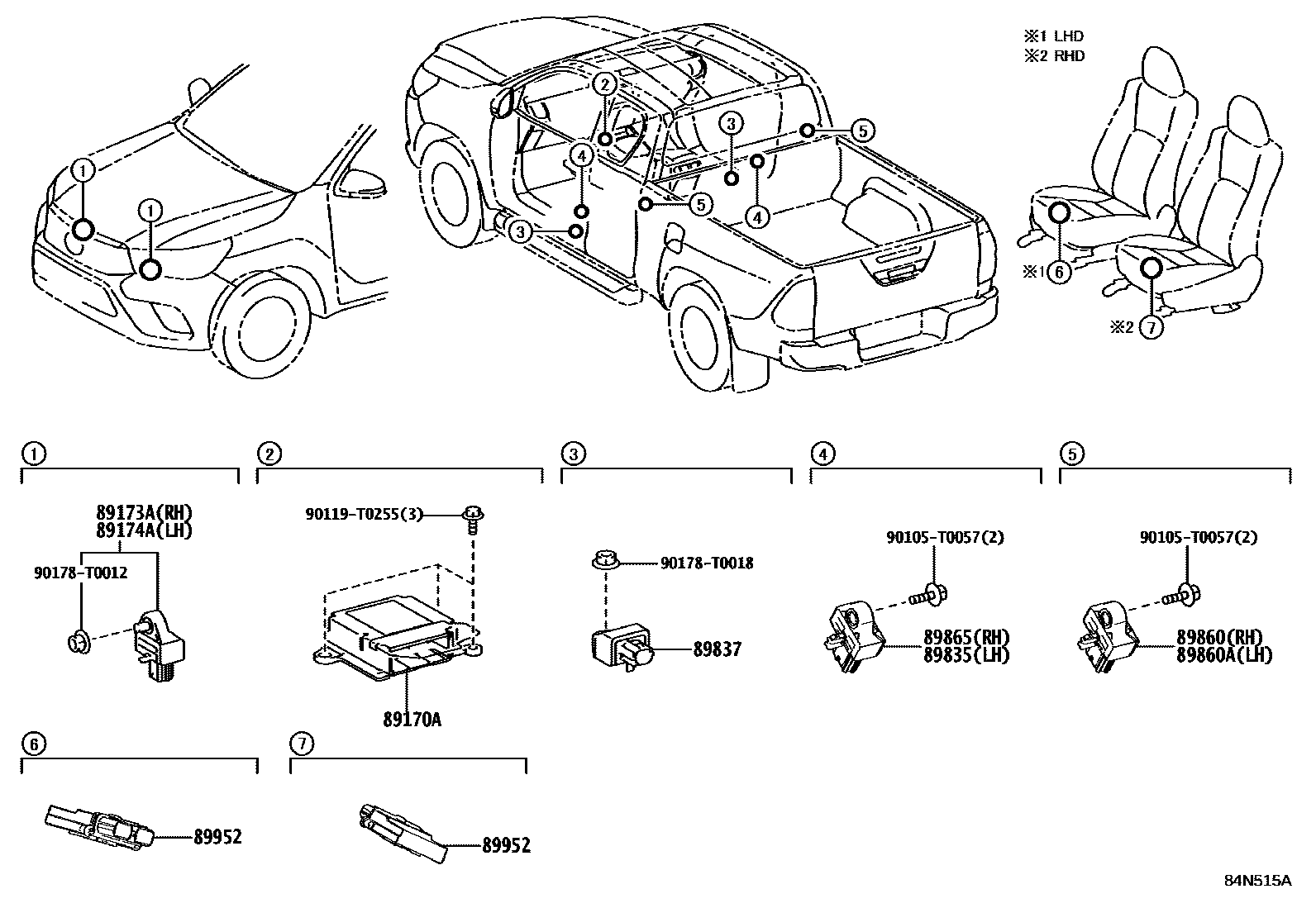 Toyota HILUX 空气囊 EPC diagram — 84N515A
