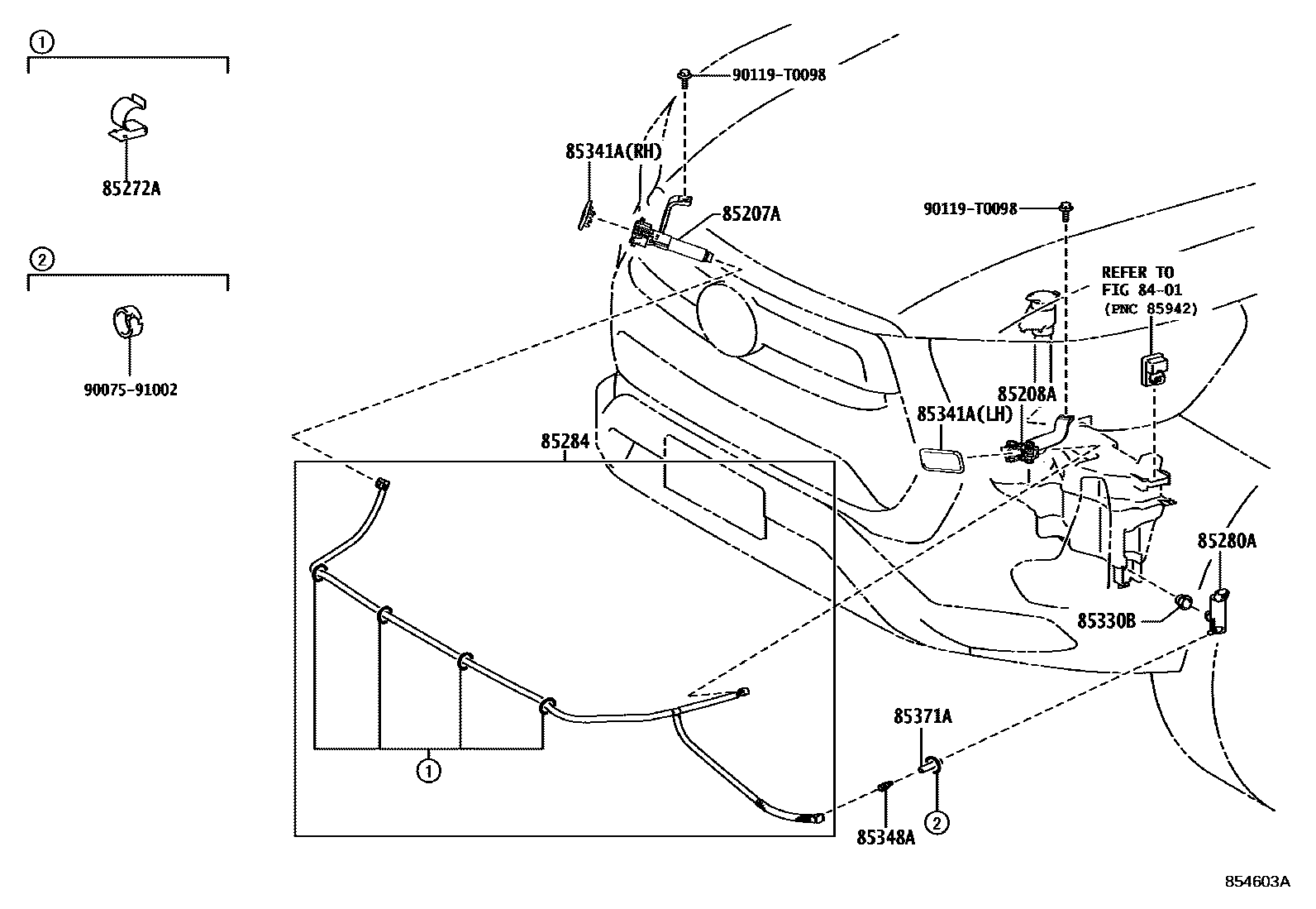 Toyota HILUX 前大灯清洗器 EPC diagram — 854603A