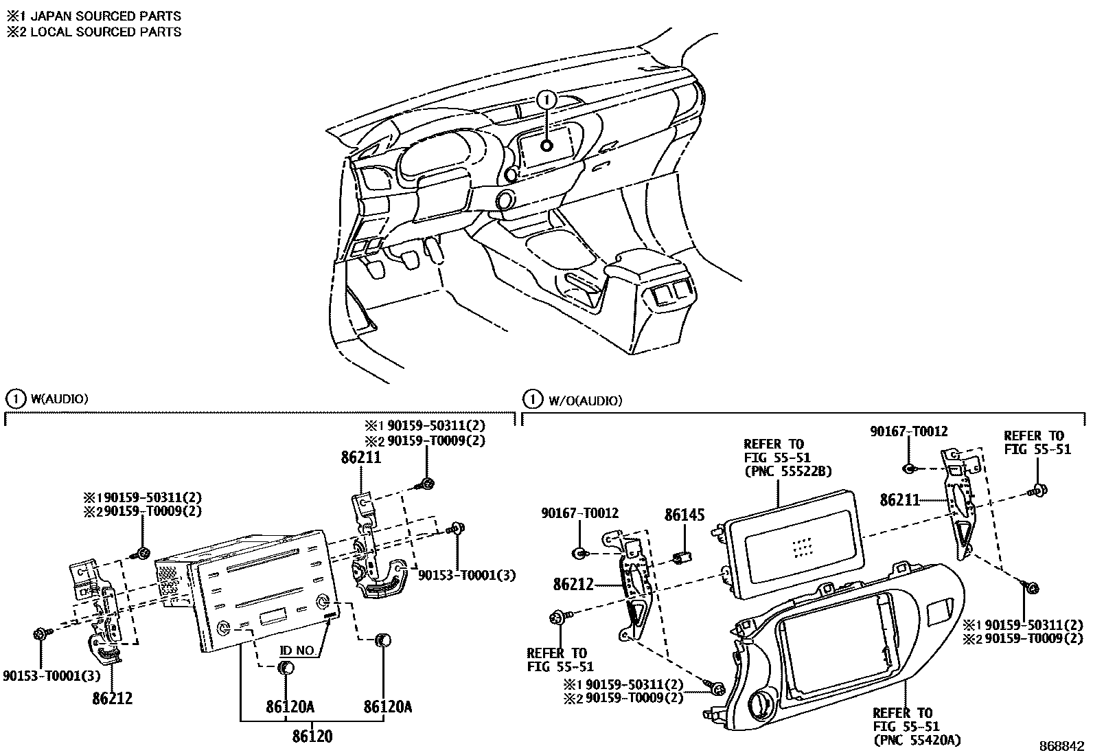 Toyota HILUX 收音机、放大器和冷凝器 EPC diagram — 868842