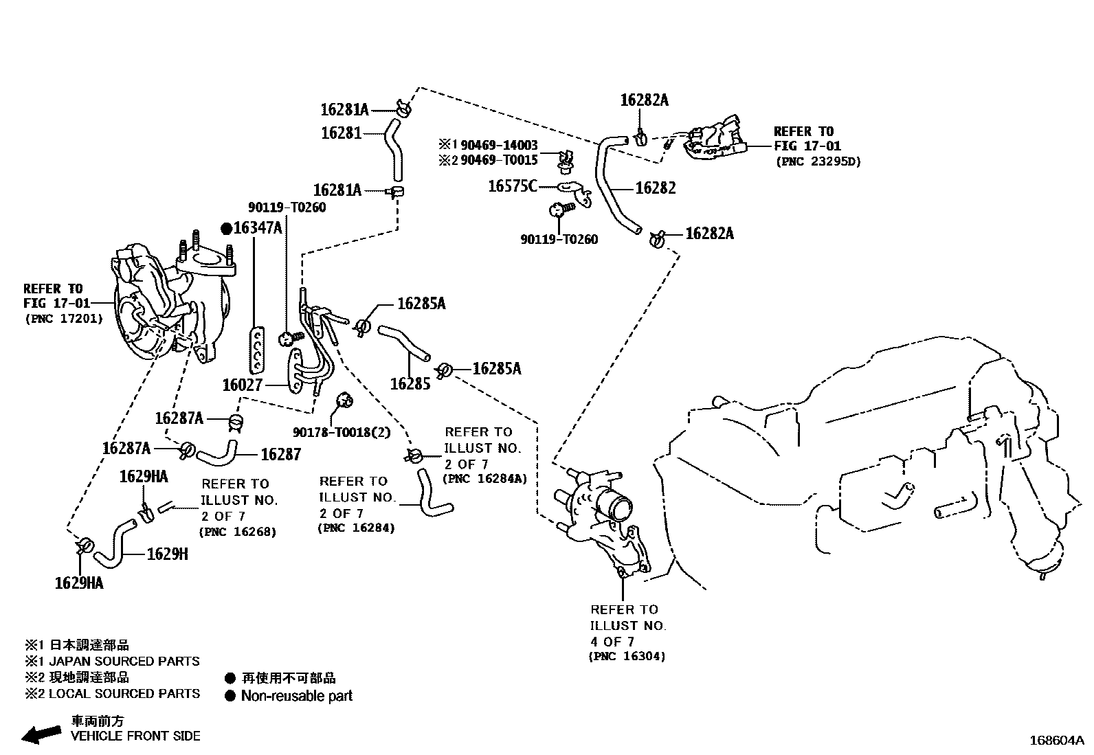 Toyota HILUX RADIATOR & WATER OUTLET EPC diagram — 168604A