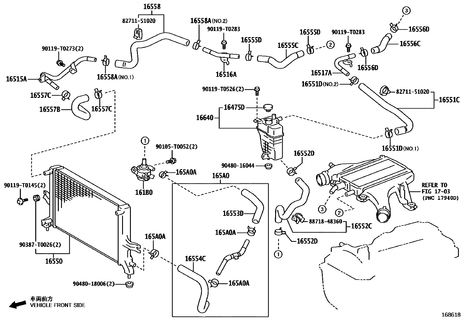 Toyota HILUX RADIATOR & WATER OUTLET EPC diagram — 168618