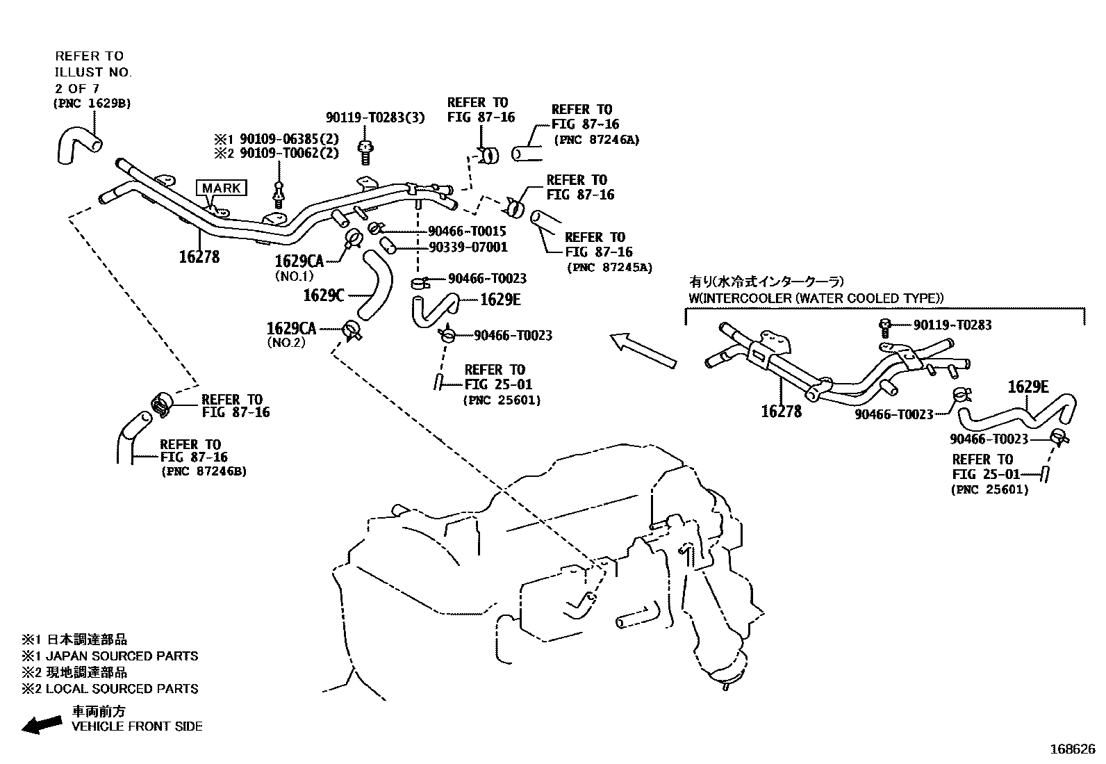 Toyota HILUX RADIATOR & WATER OUTLET EPC diagram — 168626