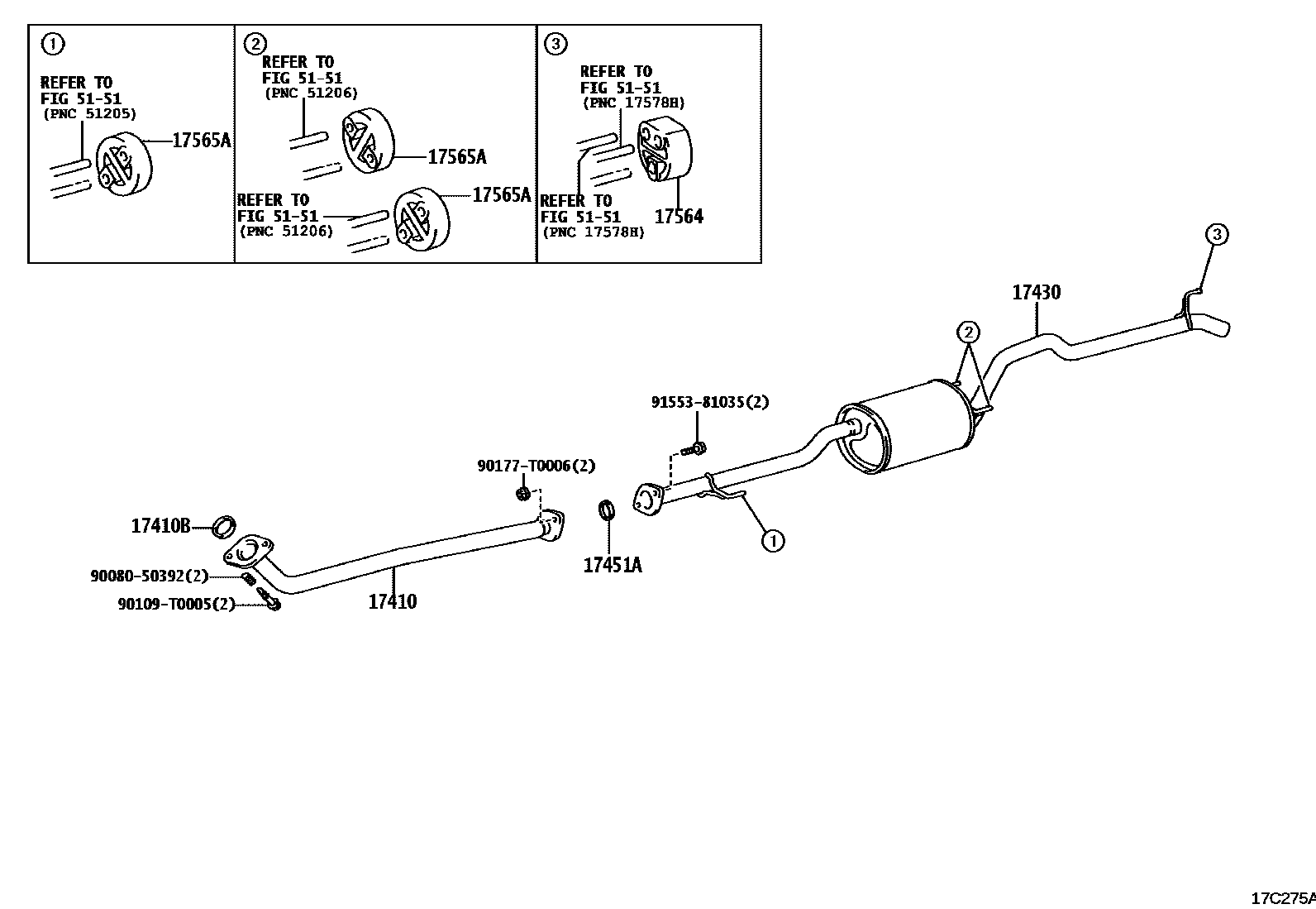 Toyota HILUX Exhaust Pipe EPC diagram — 17C275A