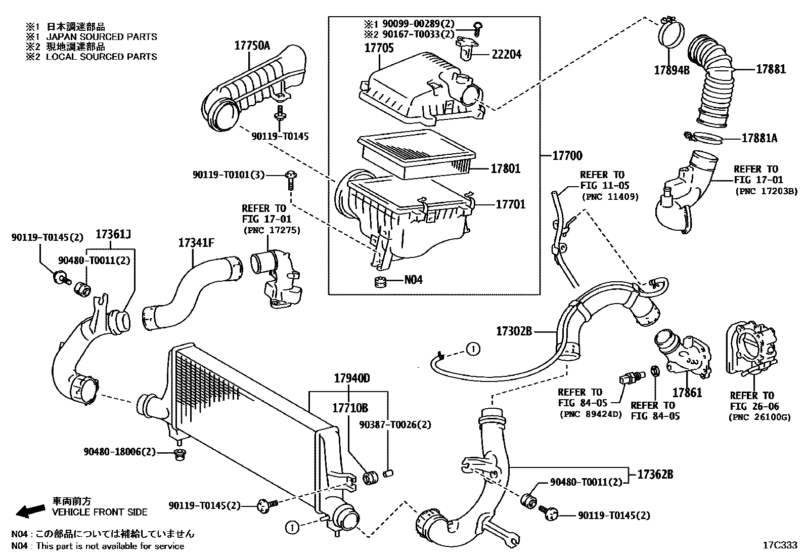 Toyota HILUX Air Cleaner EPC diagram — 17C333