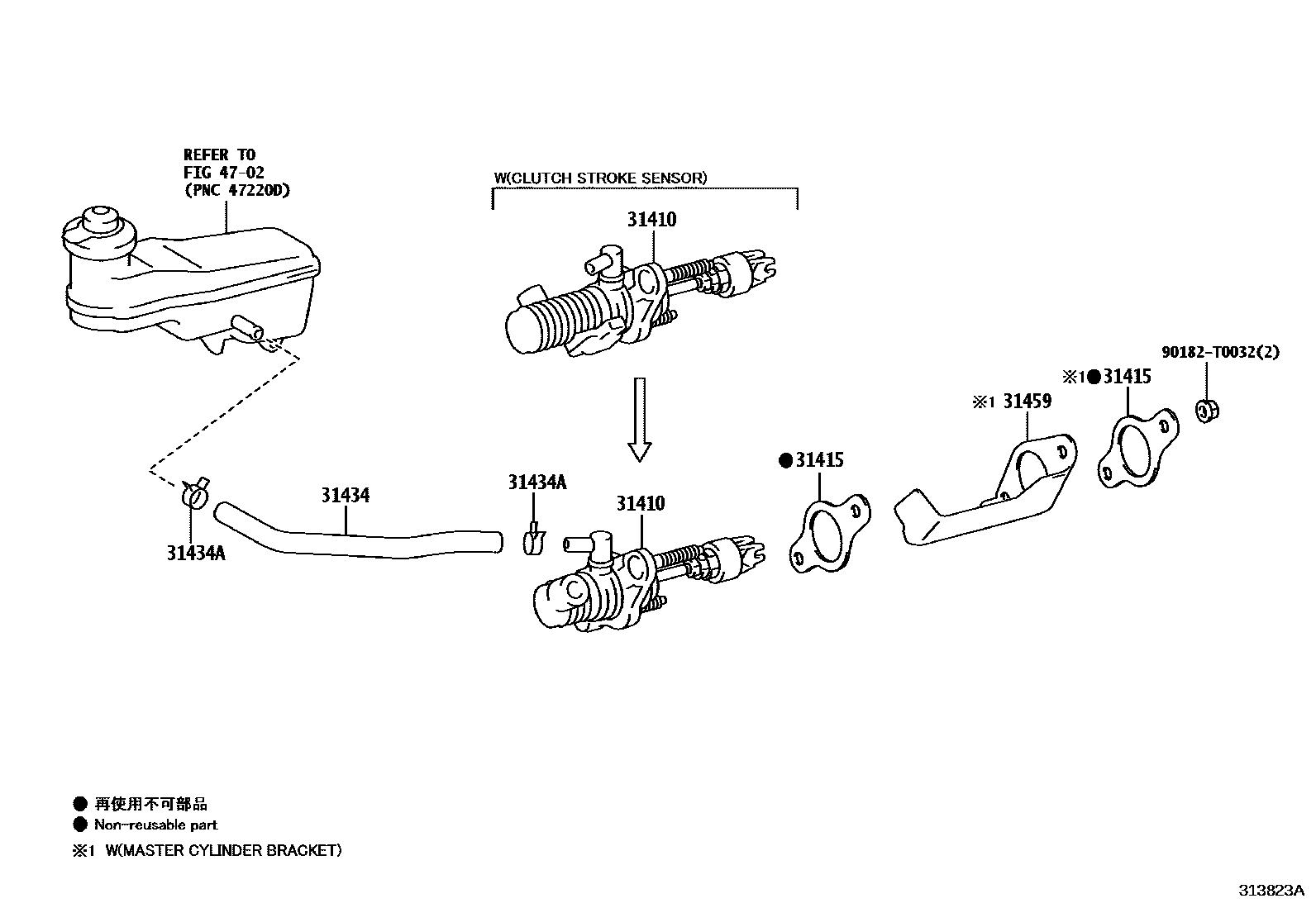 Toyota HILUX 离合器总泵 EPC diagram — 313823A