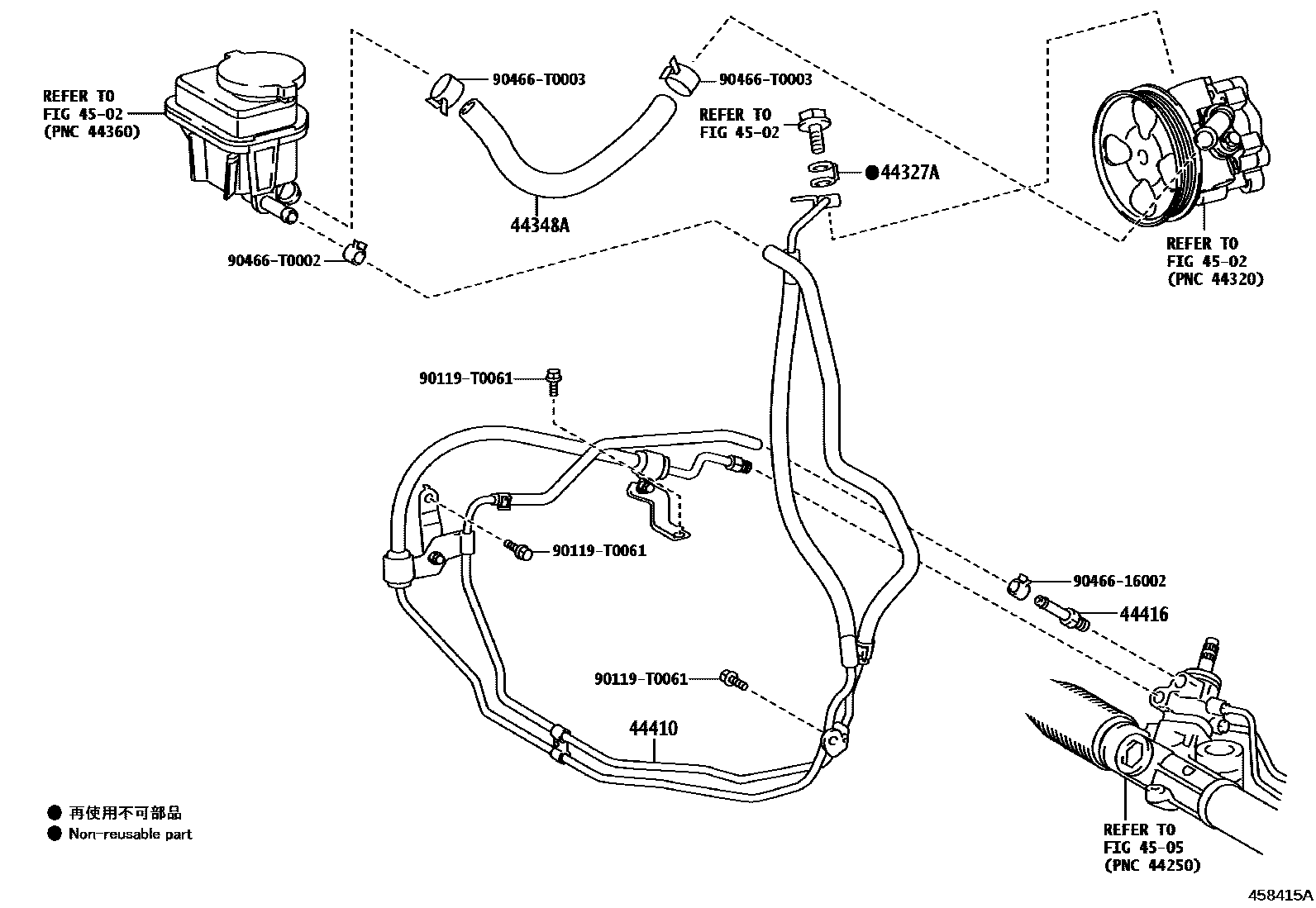 Toyota HILUX 动力转向配管 EPC diagram — 458415A