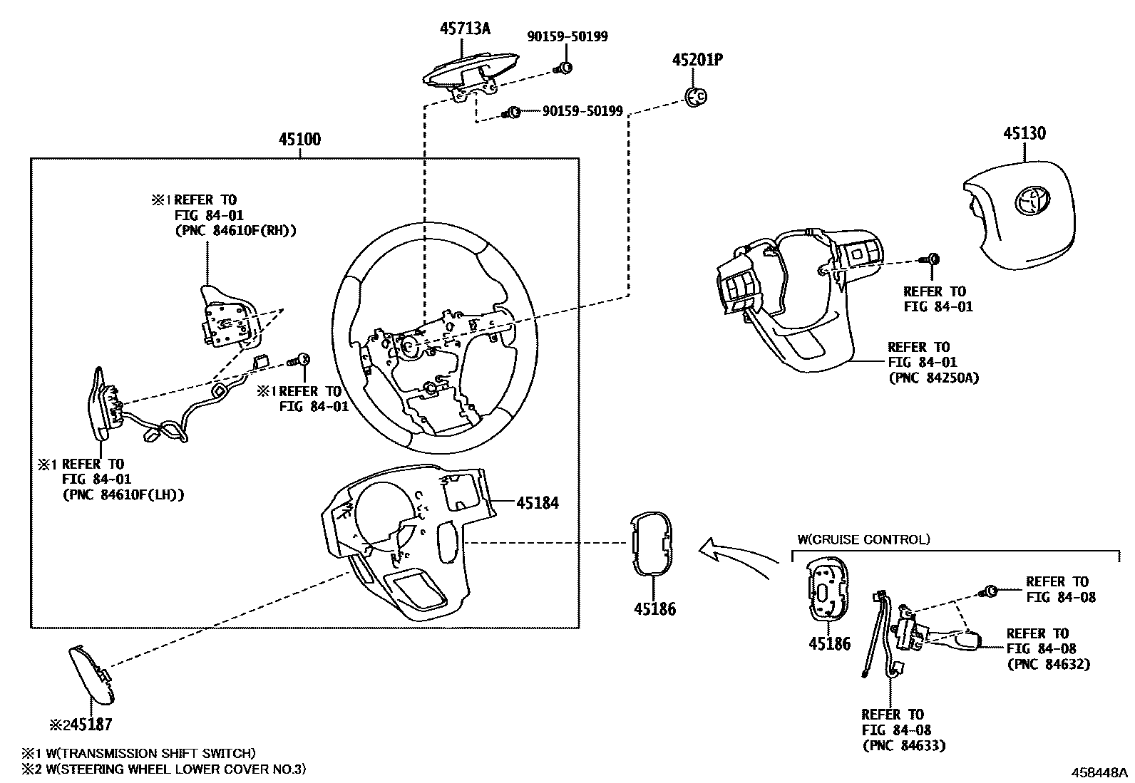 Toyota HILUX Steering Wheel EPC diagram — 458448A