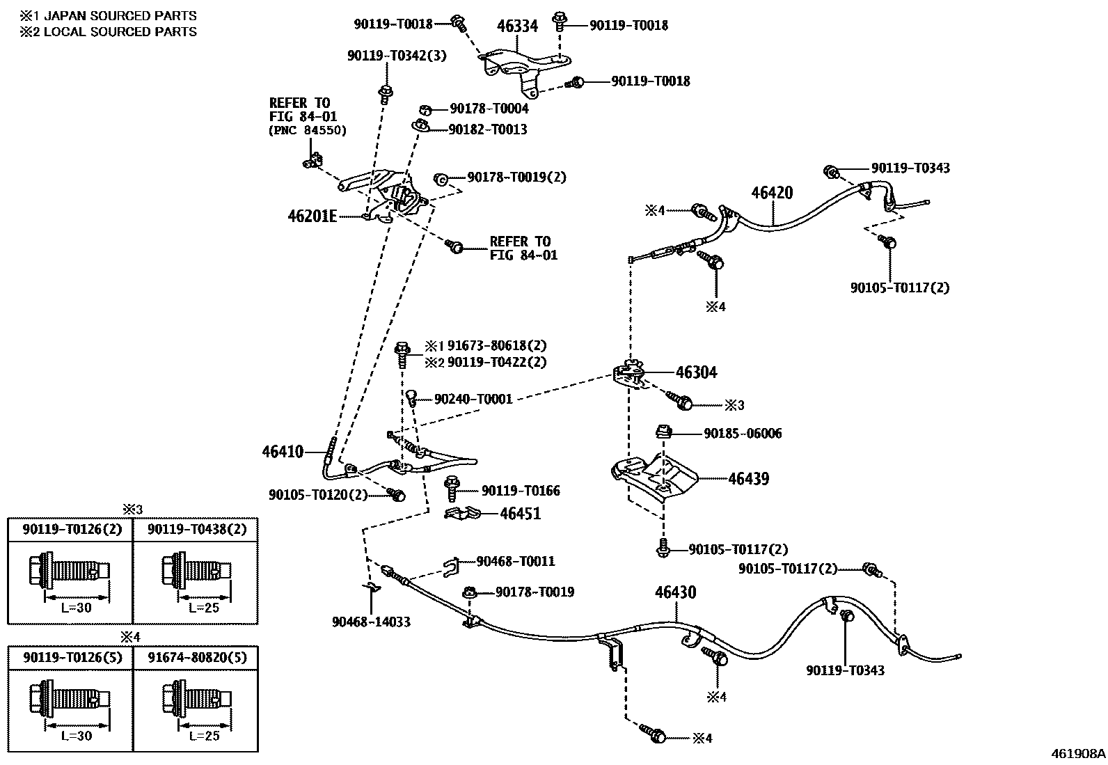 Toyota HILUX Parking Brake & Cable EPC diagram — 461908A