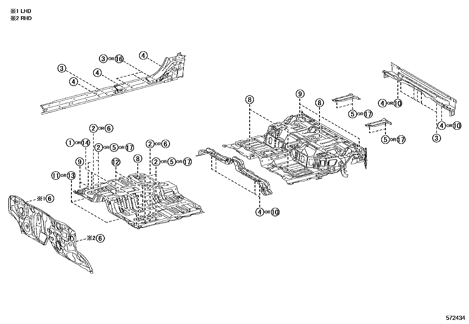 Toyota HILUX hole plug EPC diagram — 572434