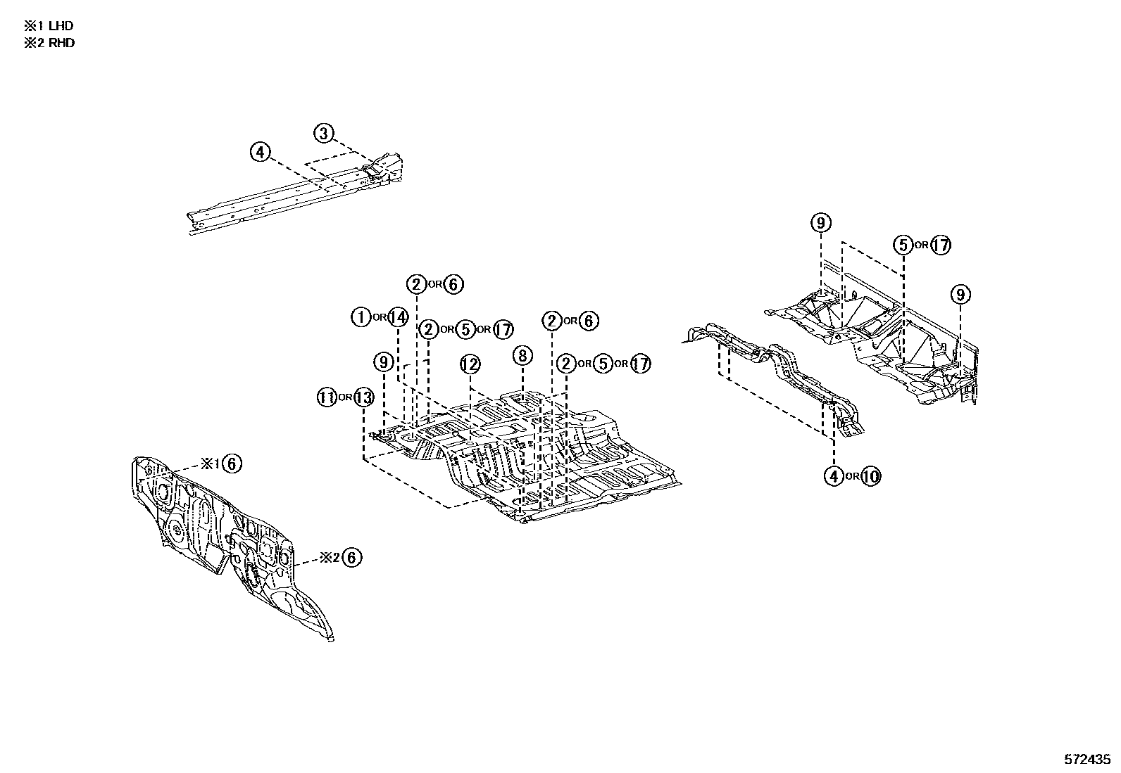 Toyota HILUX hole plug EPC diagram — 572435