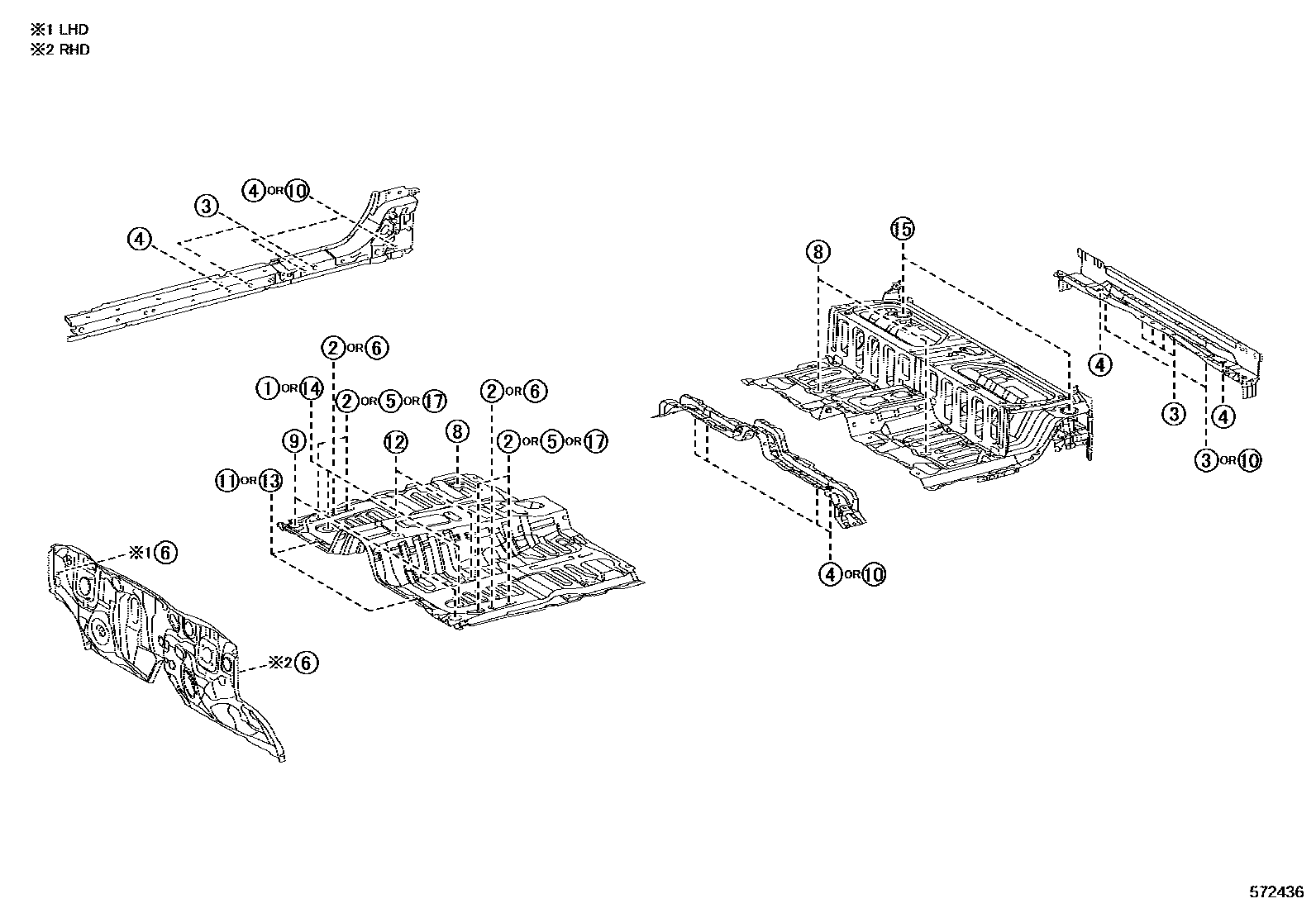 Toyota HILUX hole plug EPC diagram — 572436