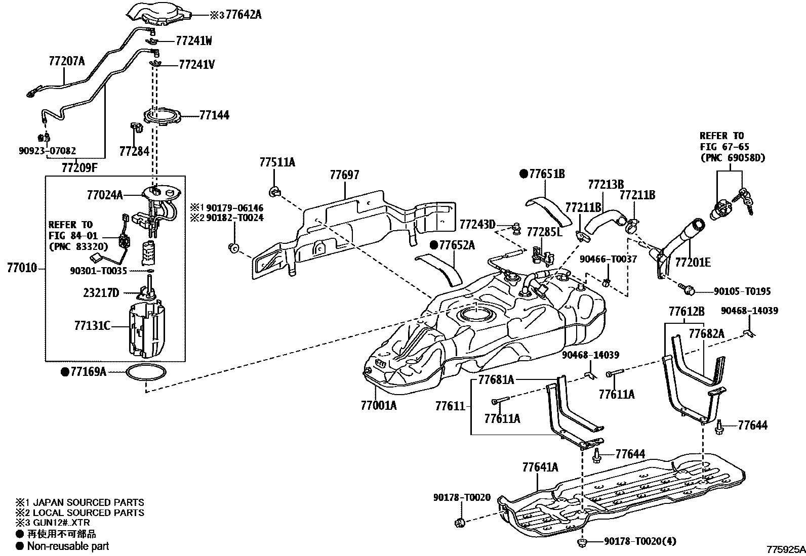 Toyota HILUX 燃油箱和燃油管 EPC diagram — 775925A