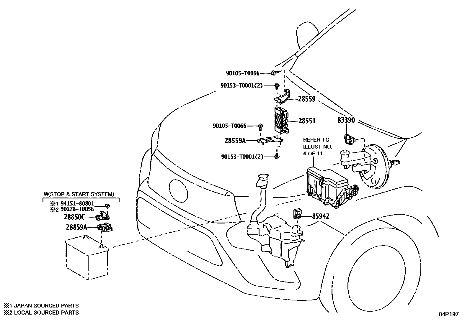 Toyota HILUX 开关和继电器和ECU EPC diagram — 84P197