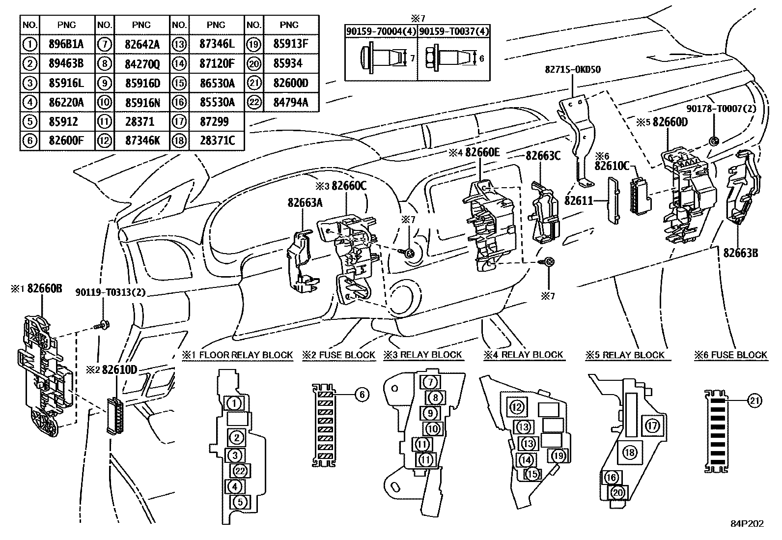 Toyota HILUX 开关和继电器和ECU EPC diagram — 84P202