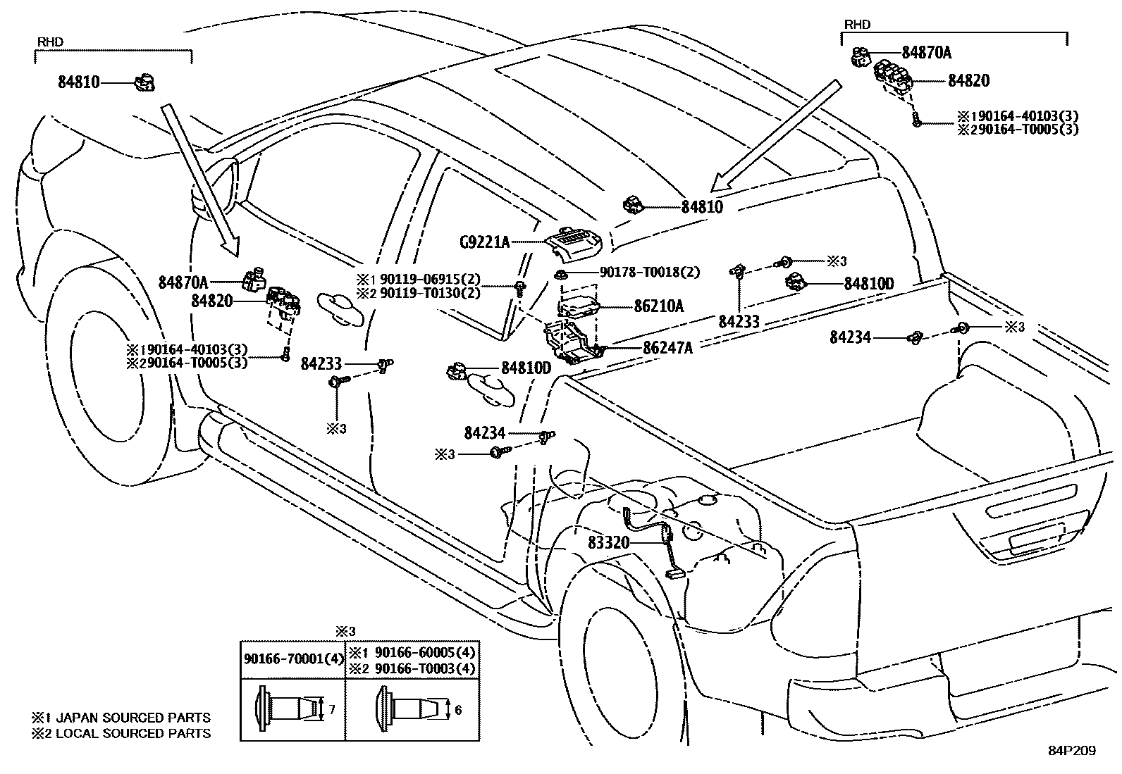 Toyota HILUX 开关和继电器和ECU EPC diagram — 84P209
