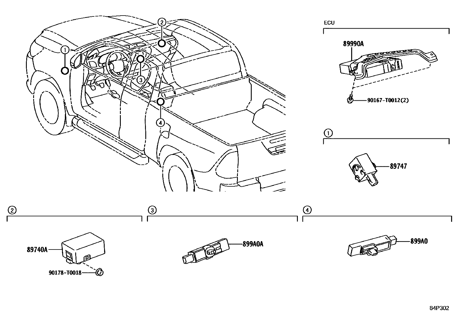 Toyota HILUX 遥控门锁 EPC diagram — 84P302