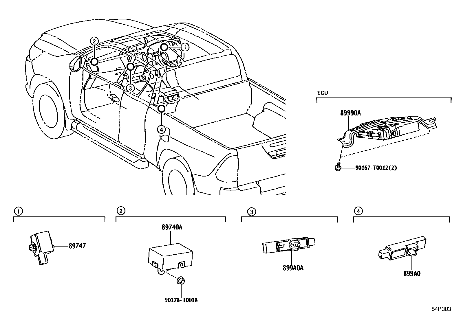 Toyota HILUX 遥控门锁 EPC diagram — 84P303