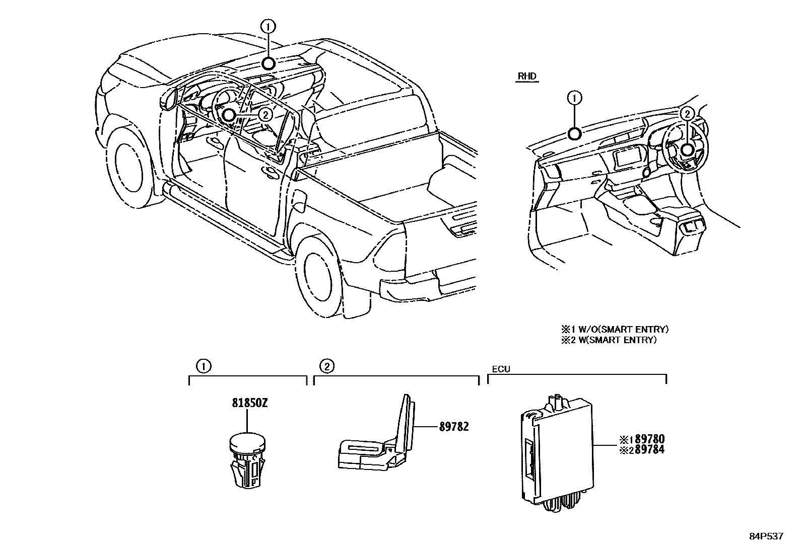 Toyota HILUX 防盗装置 EPC diagram — 84P537