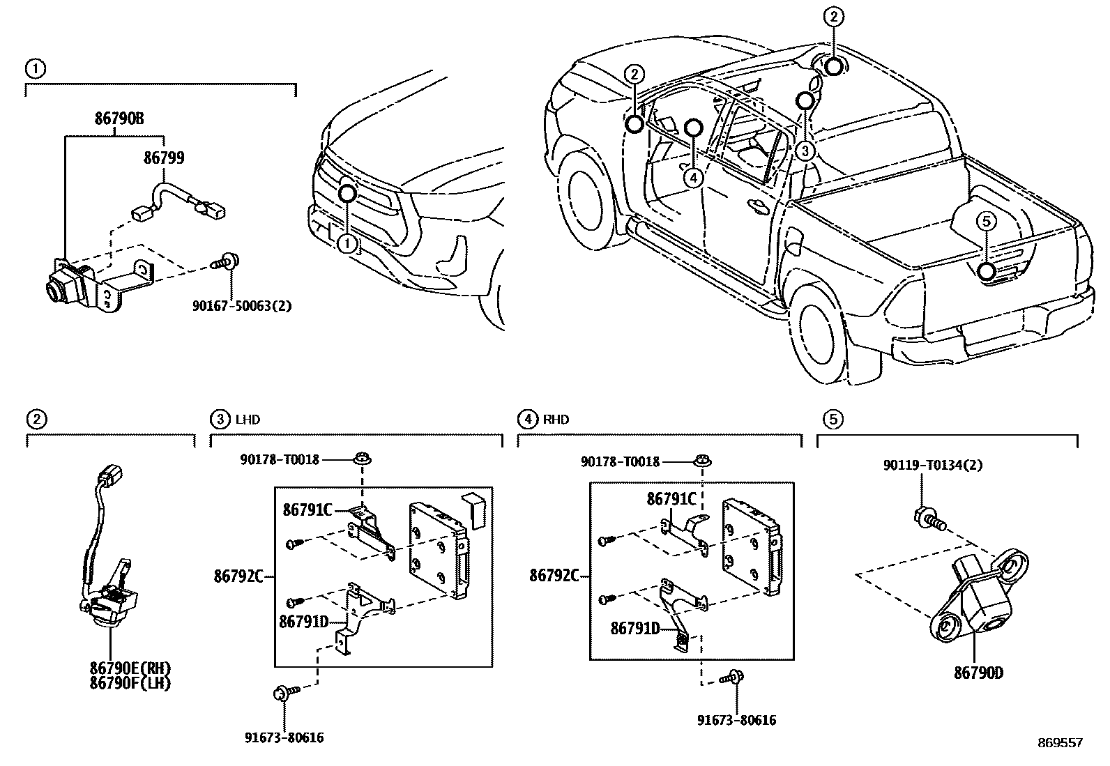 Toyota HILUX 倒车影像和摄像头 EPC diagram — 869557
