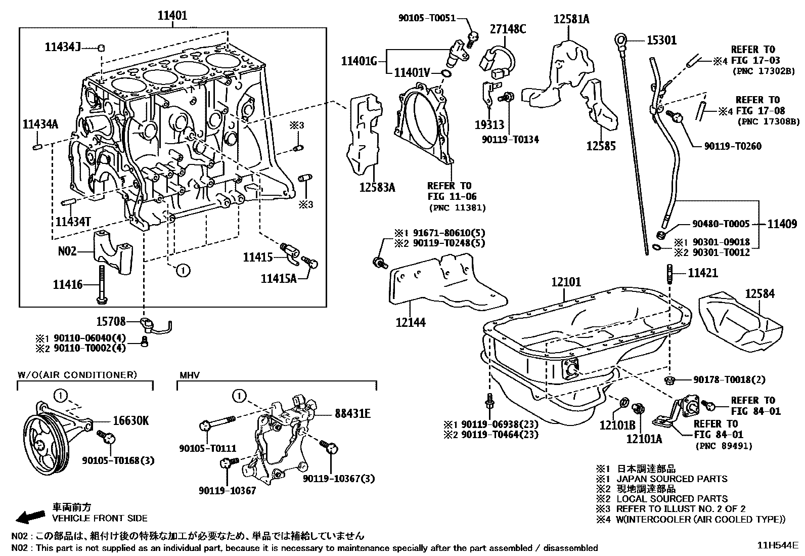 Toyota HILUX Cylinder Block EPC diagram — 11H544E