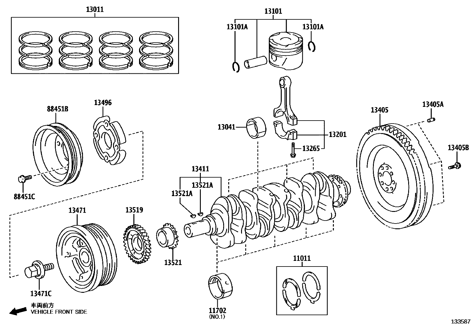 Toyota HILUX Crankshaft & Piston EPC diagram — 133587