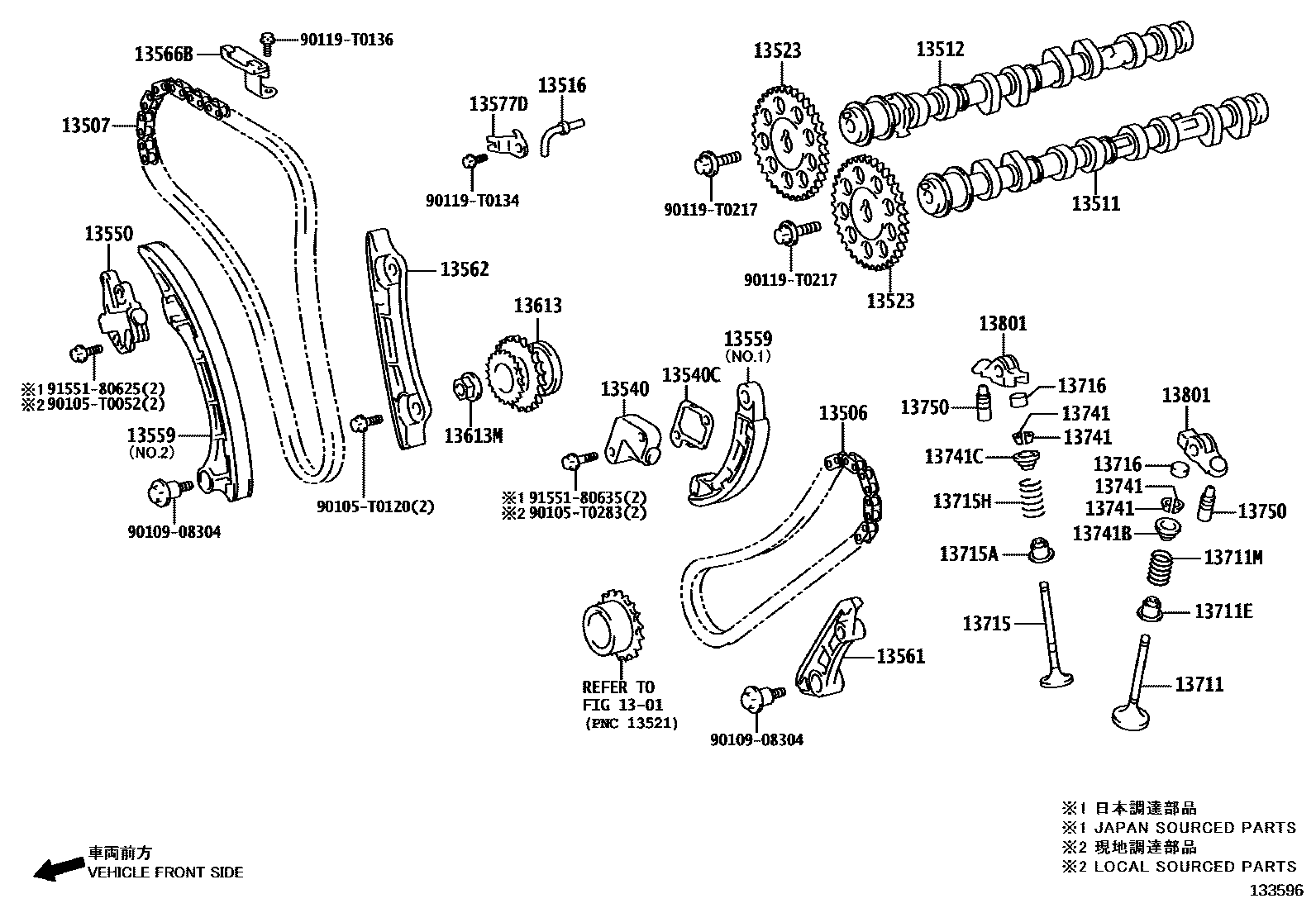 Toyota HILUX Camshaft & Valve EPC diagram — 133596