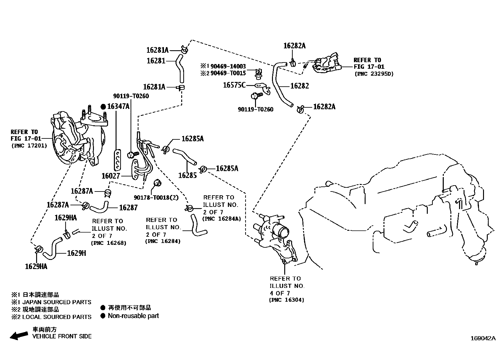 Toyota HILUX RADIATOR & WATER OUTLET EPC diagram — 169042A