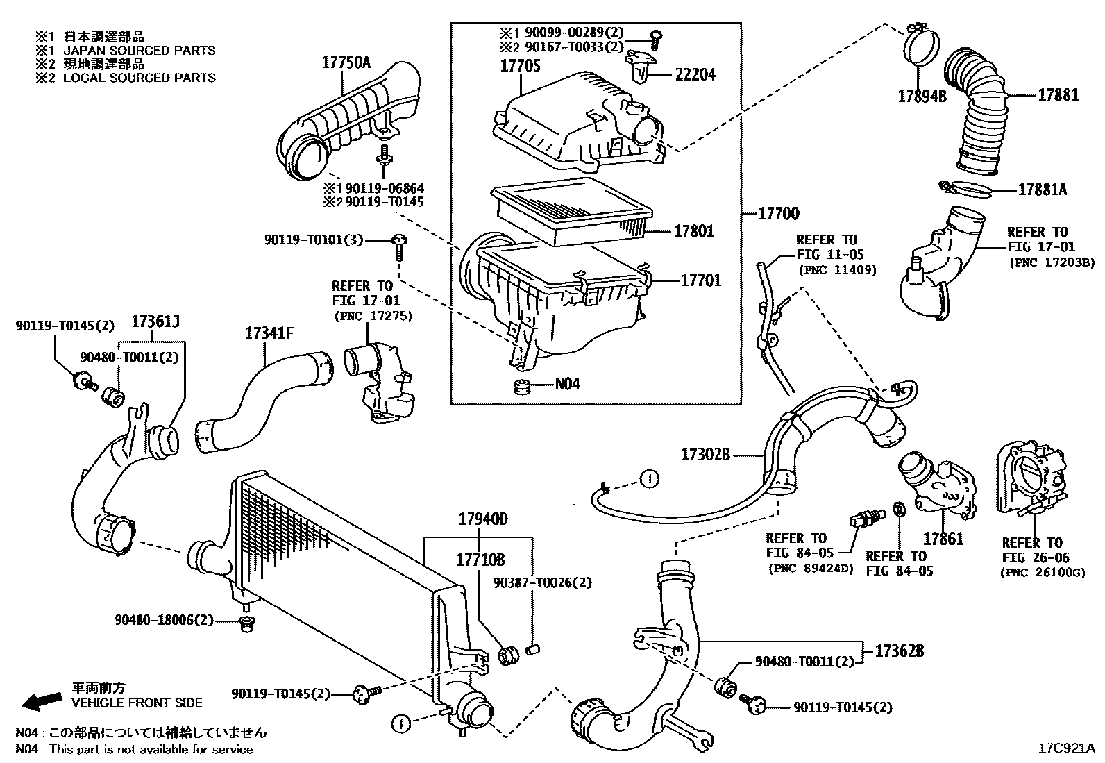 Toyota HILUX Air Cleaner EPC diagram — 17C921A