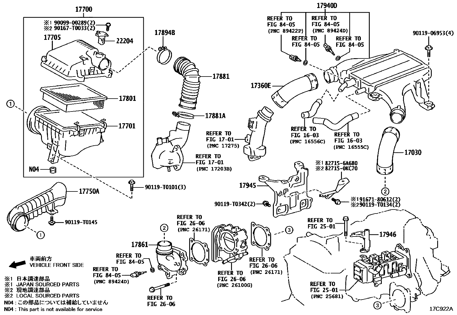 Toyota HILUX Air Cleaner EPC diagram — 17C922A