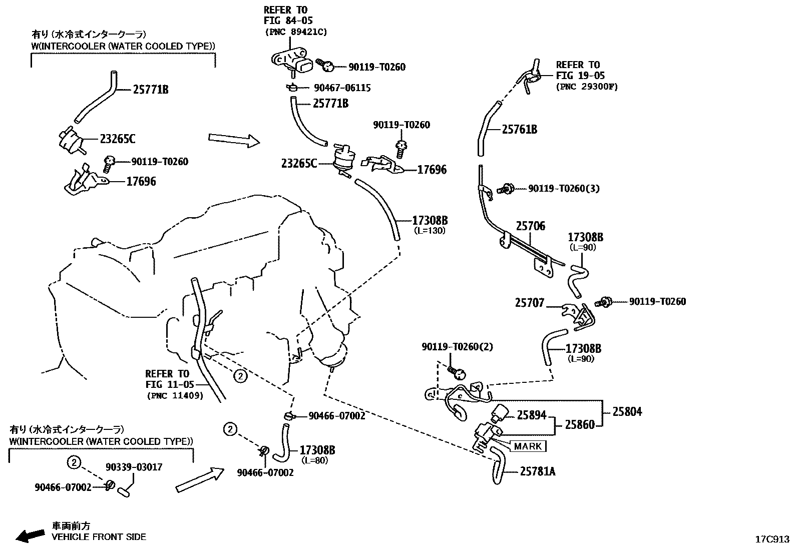 Toyota HILUX vacuum tube EPC diagram — 17C913