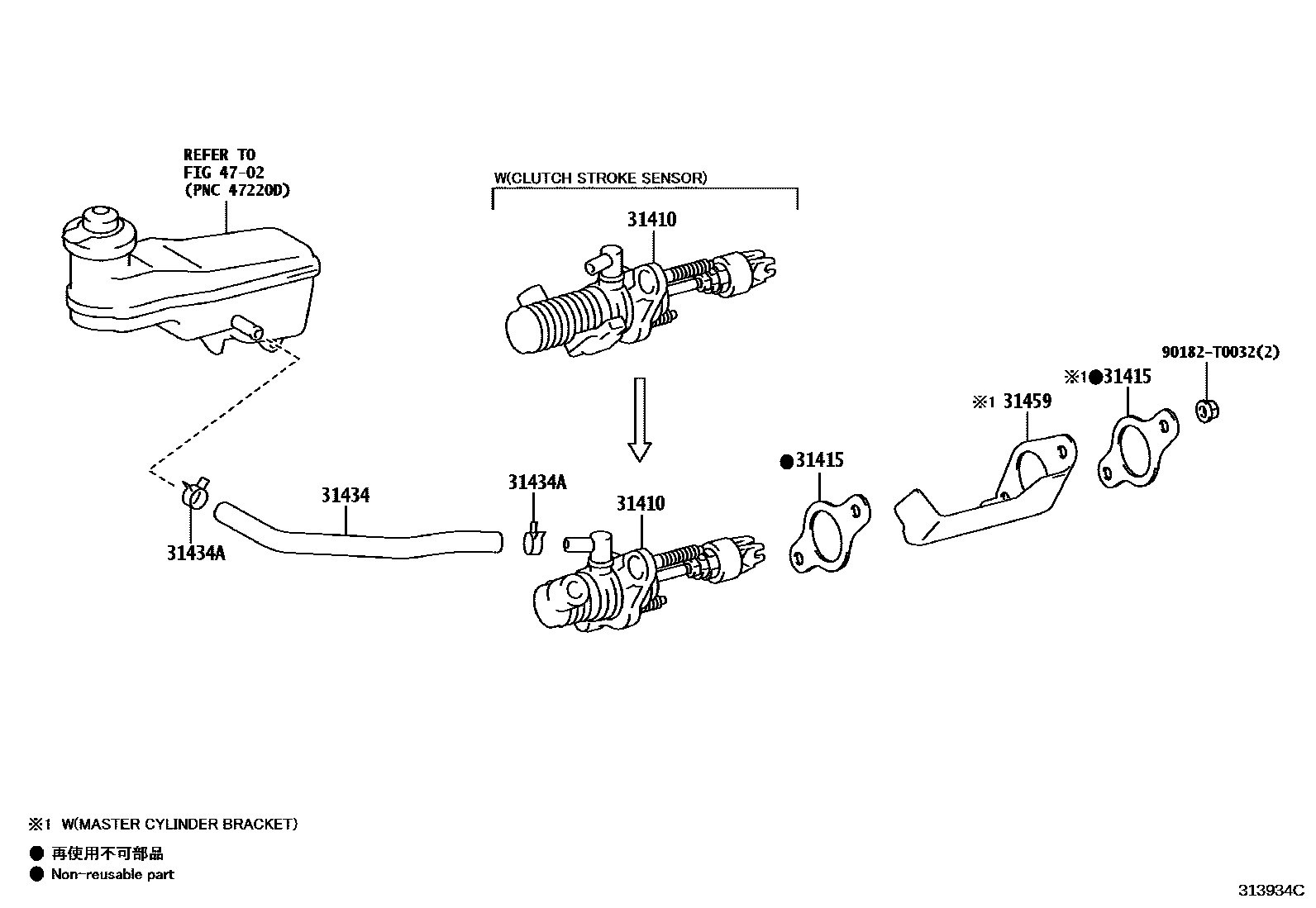 Toyota HILUX 离合器总泵 EPC diagram — 313934C