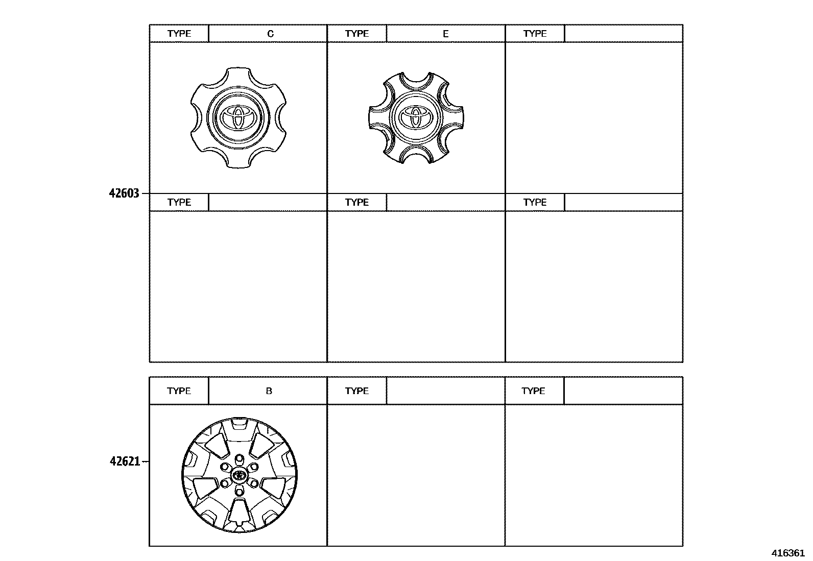 Toyota HILUX 车轮和车轮盖 EPC diagram — 416361