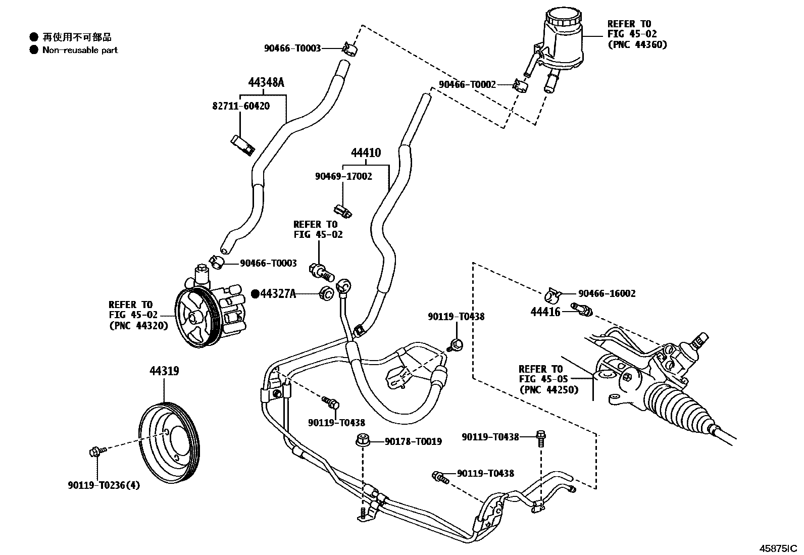 Toyota HILUX 动力转向配管 EPC diagram — 45875IC