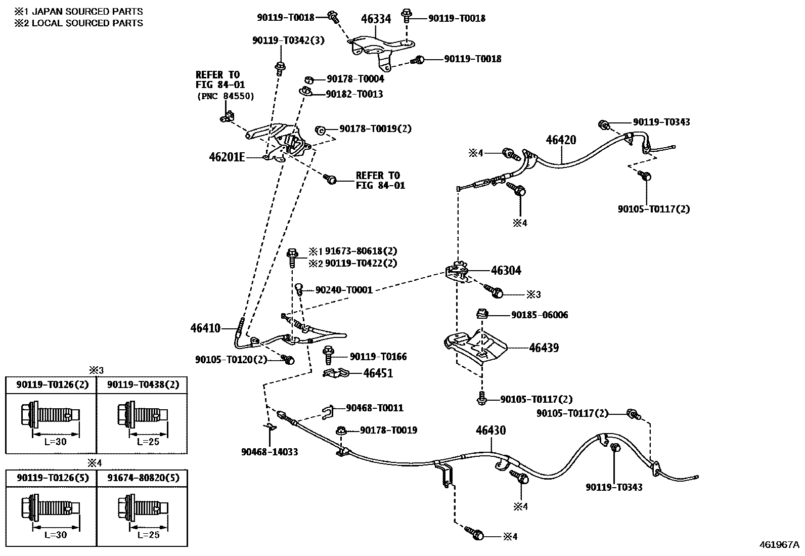 Toyota HILUX Parking Brake & Cable EPC diagram — 461967A