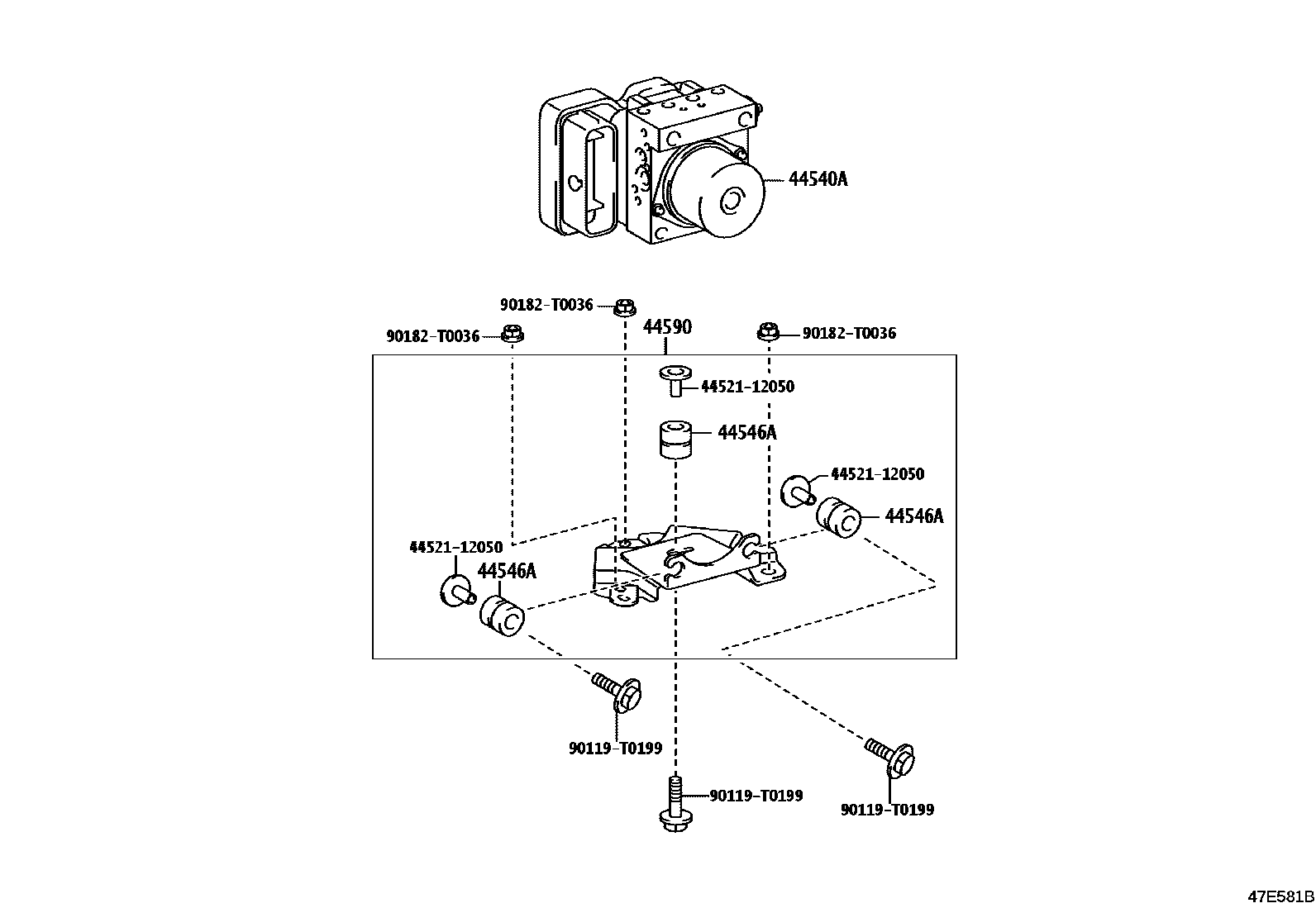 Toyota HILUX 制动配管和卡箍 EPC diagram — 47E581B