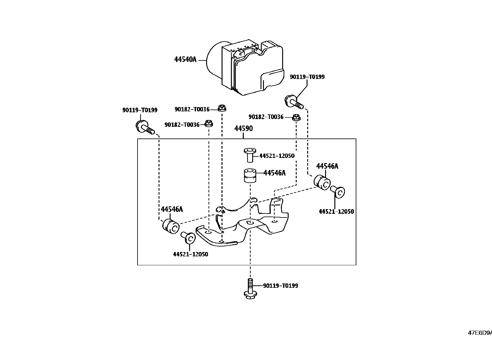 Toyota HILUX 制动配管和卡箍 EPC diagram — 47E6D9A
