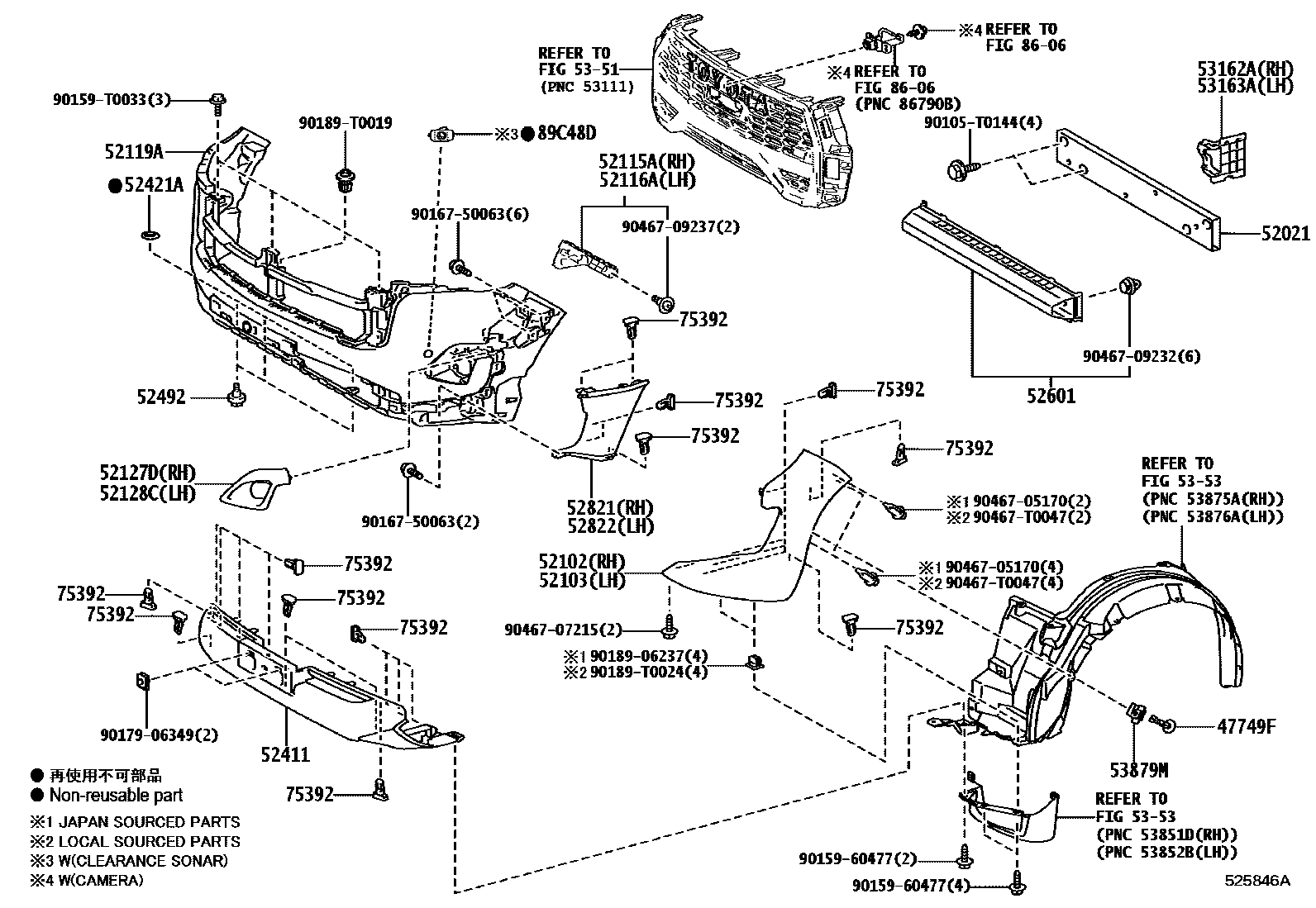 Toyota HILUX 前保险杠及附件 EPC diagram — 525846B