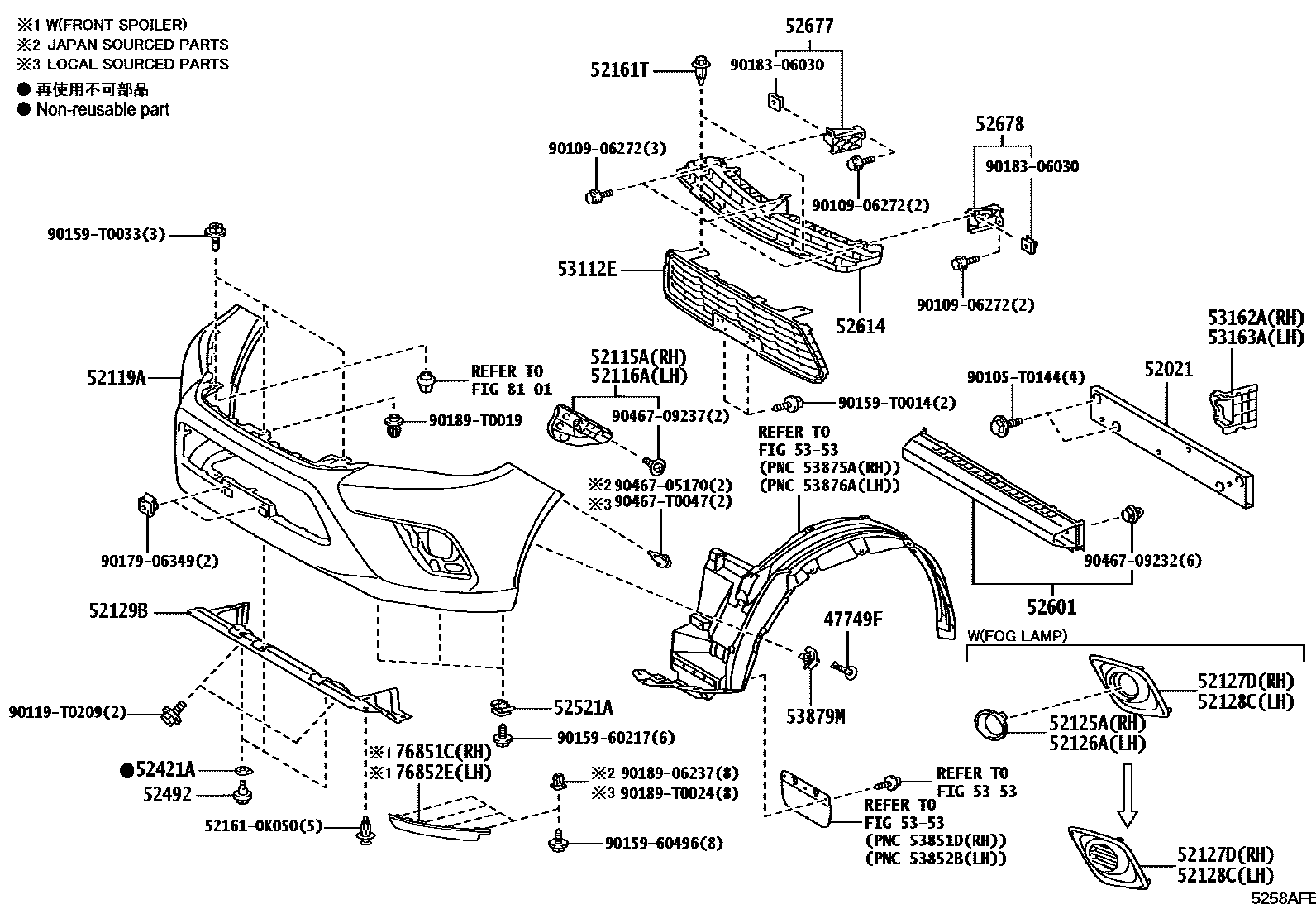Toyota HILUX 前保险杠及附件 EPC diagram — 5258AFB