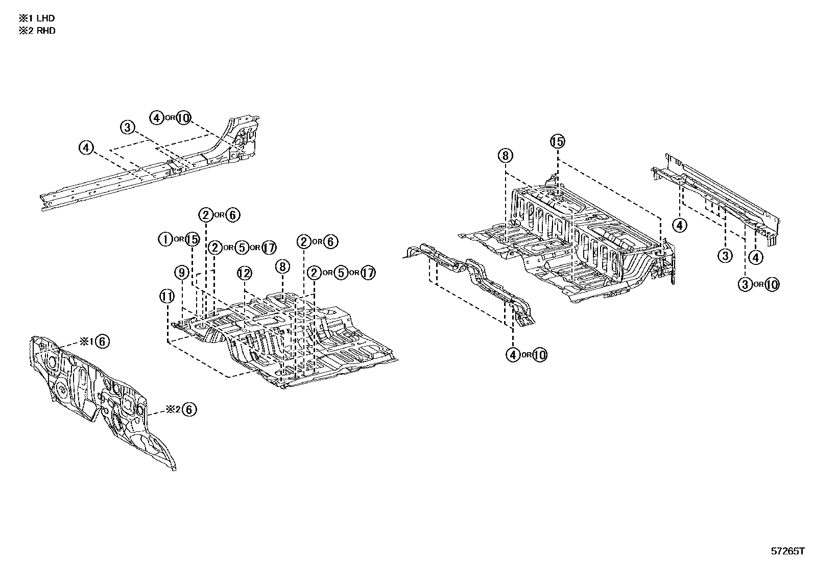 Toyota HILUX hole plug EPC diagram — 57265T
