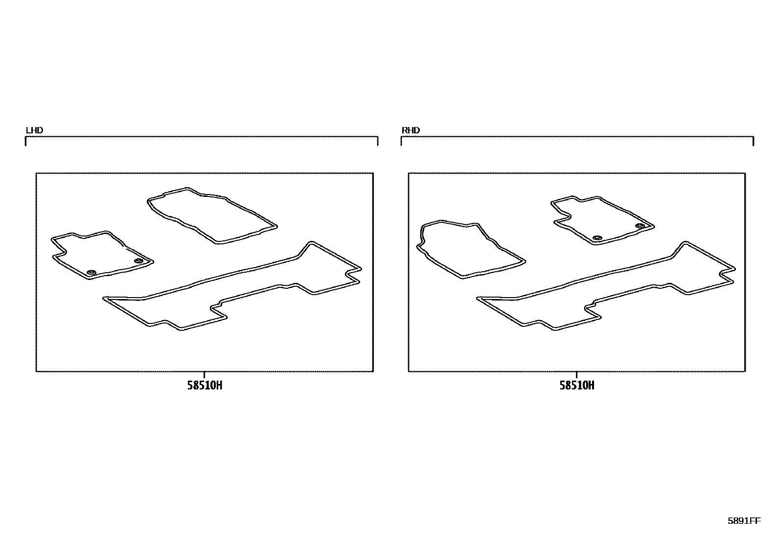 Toyota HILUX 地板垫和消声垫 EPC diagram — 5891FF