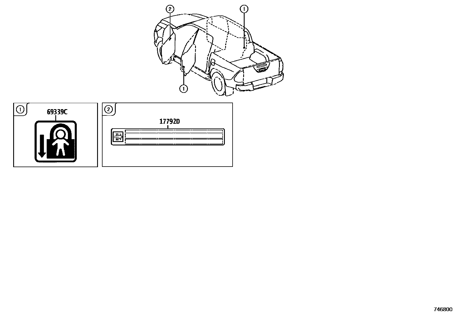 Toyota HILUX warning nameplate EPC diagram — 746800