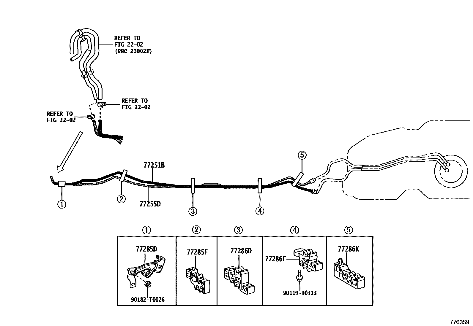 Toyota HILUX 燃油箱和燃油管 EPC diagram — 776359
