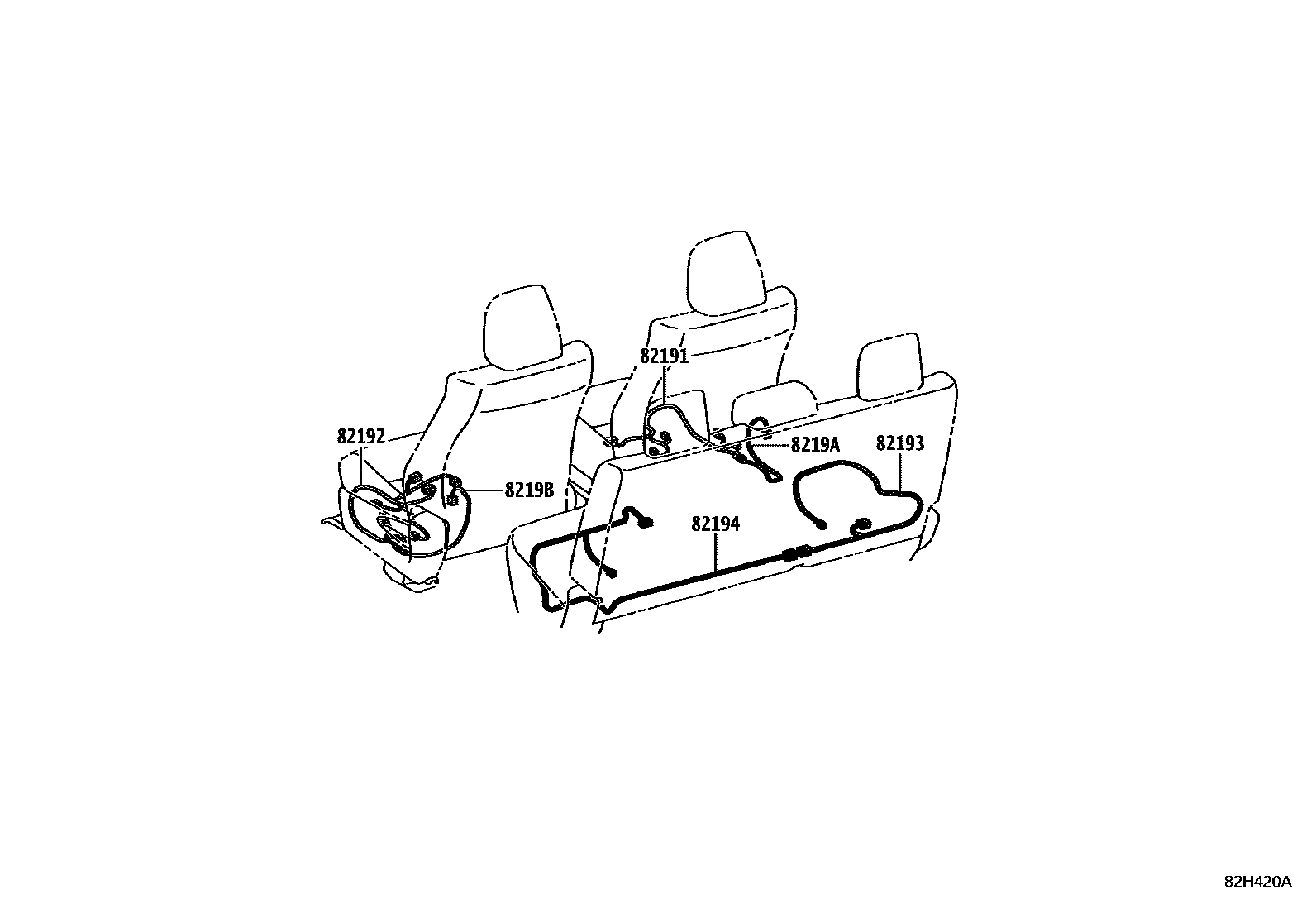 Toyota HILUX 线束和卡夹 EPC diagram — 82H420A